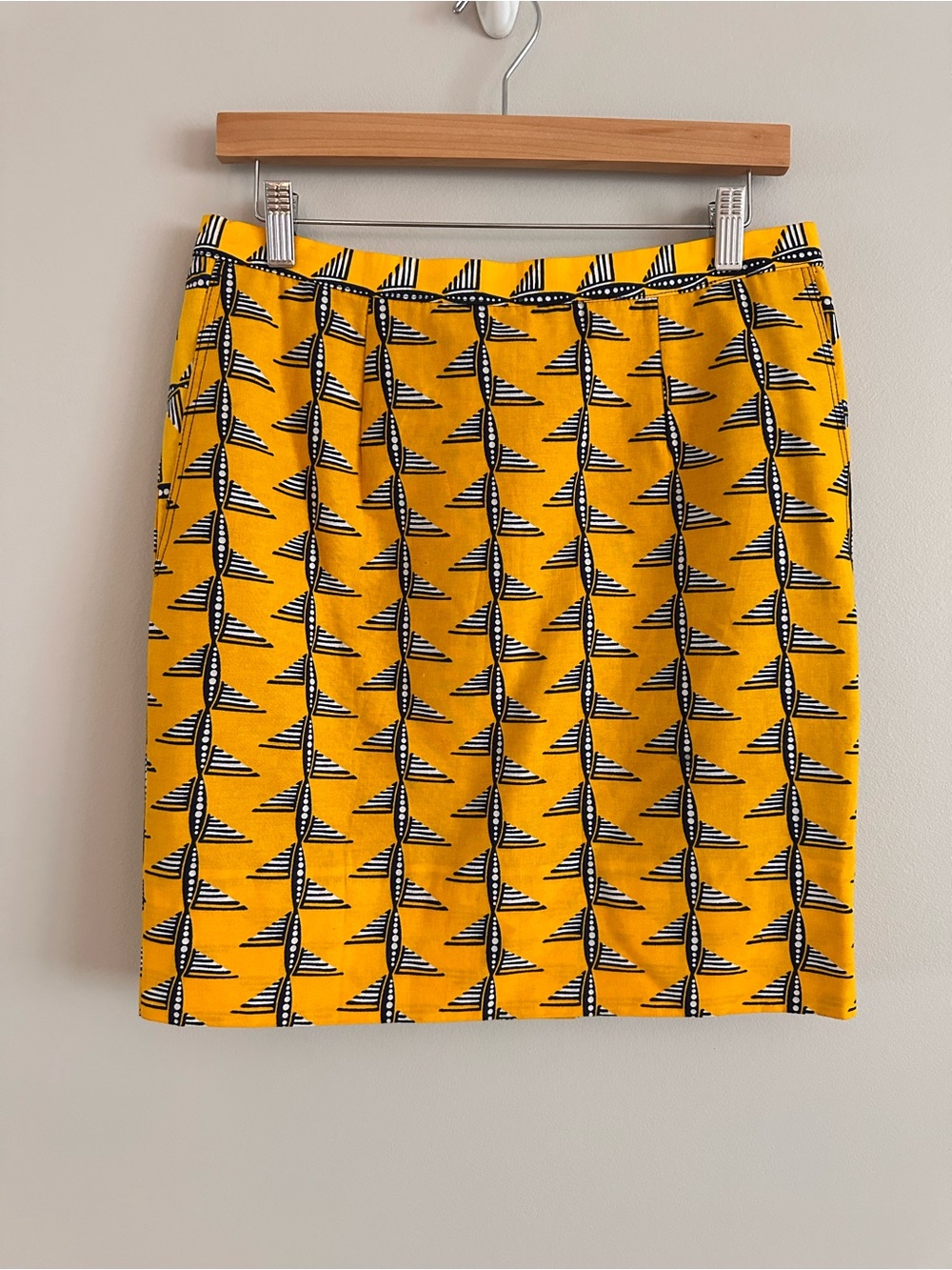 Francis + Benedict Yellow Geometric African Print Pencil Skirt Size Small